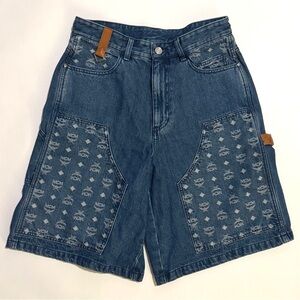 MCM monogram shorts in denim jacquard